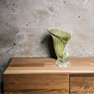 Vintage 60’s Signed Chalet Glass House Cornucopia “Horn of Plenty”